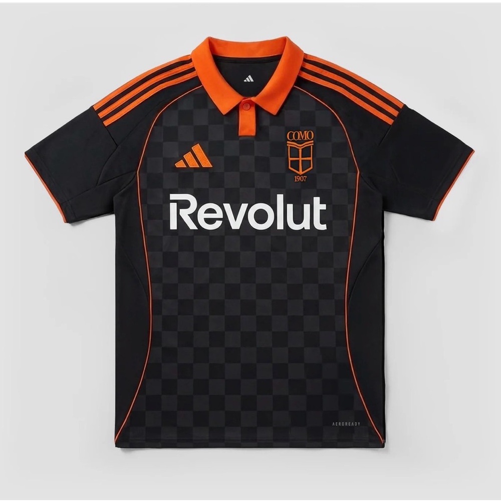 adidas COMO  Men’s Black and Orange Checkered Football Jersey